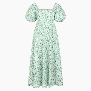 Hill House Home The Hill House x La Coqueta Matilda Dress - Green Bird Floral Si